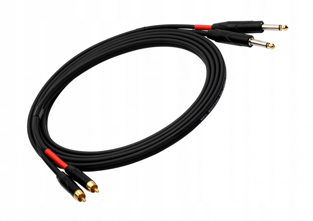 Изображение SHNOOR RCA2JM-0,5m компонентный кабель 2RCA - 2Jack моно с литым корпусом и позолоченными контактами