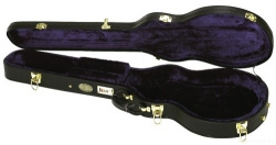 Изображение Кейс для электрогитары типа Les Paul, черная кожа, золотая фурнитура, бордовый бархат