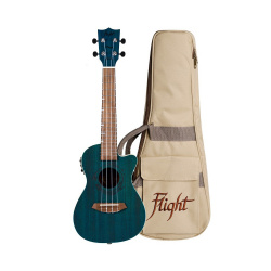 Изображение FLIGHT DUC380 CEQ TOPAZ - укулеле, концерт, махагони, синяя, чехол в комплекте