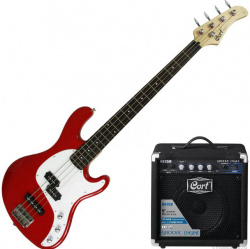 Изображение CORT CBP-PJ-RD комплект бас-гитариста: бас-гитара GB-RD, 4 струны, цвет красный; комбо CM15B (15 ват